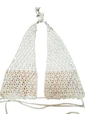 Lovers + Friends Celeste Crochet One Piece Swimsuit White on Nude NWT Small